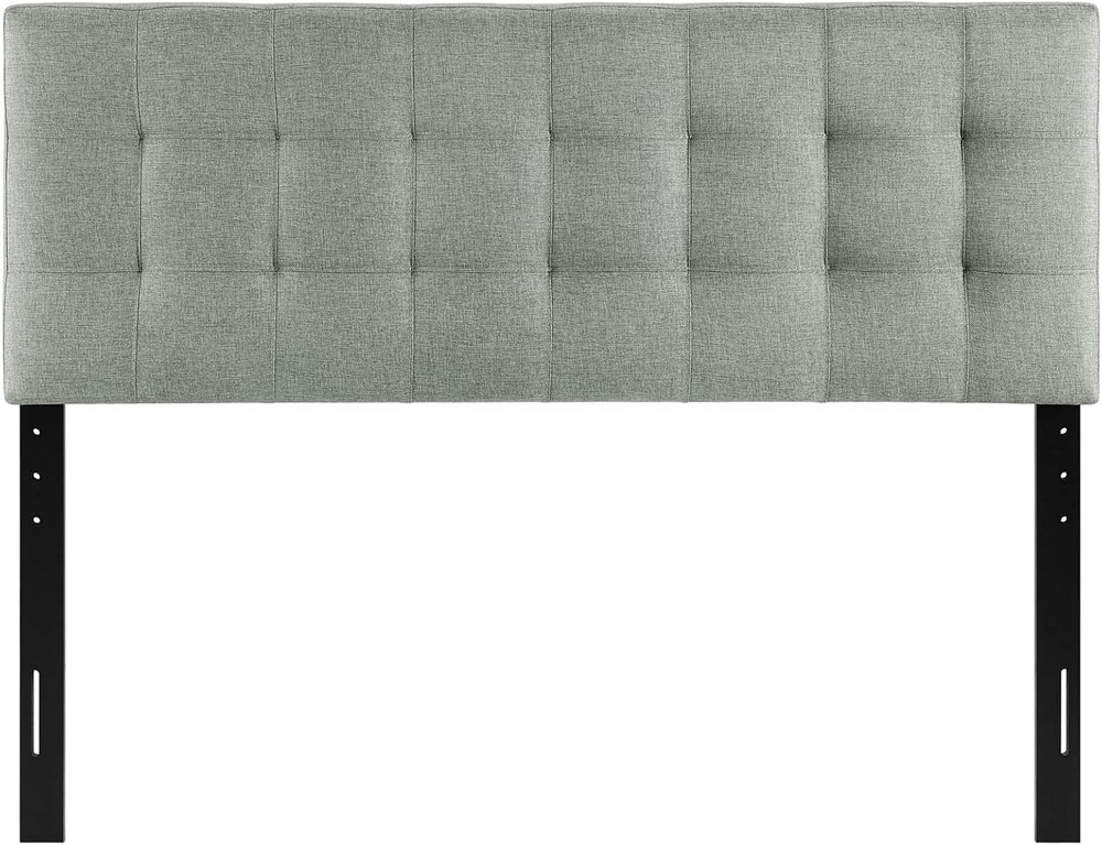 Lily Tufted Linen Fabric Upholstered Full Headboard in Gray