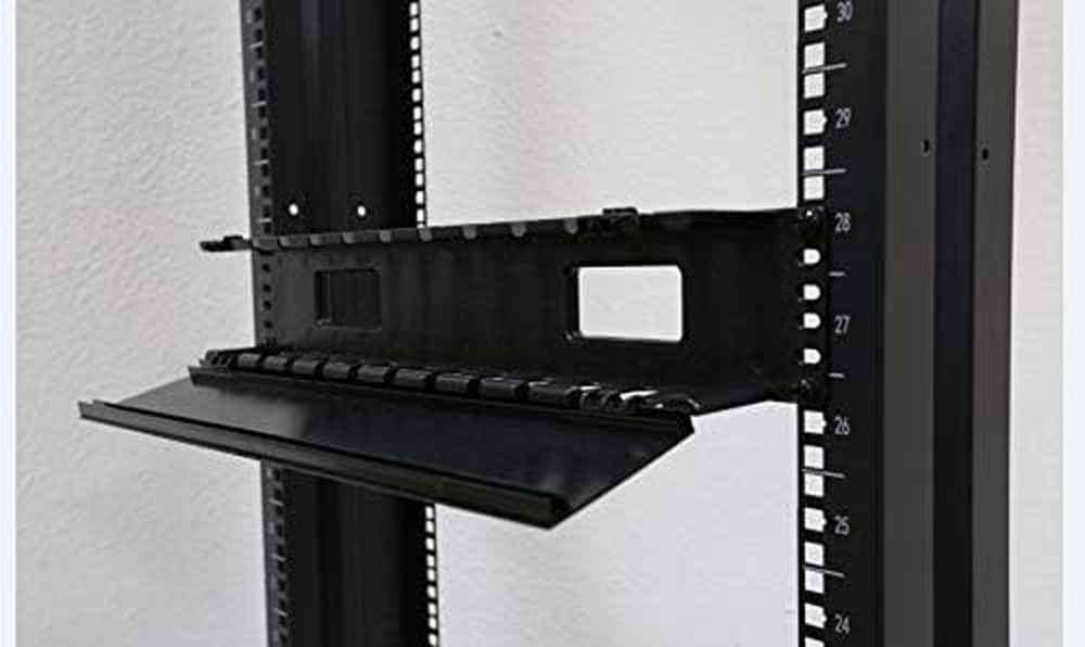 19 Inch 2U Rack Mount Cable Management Unit 12 Slots with Panel Plastic