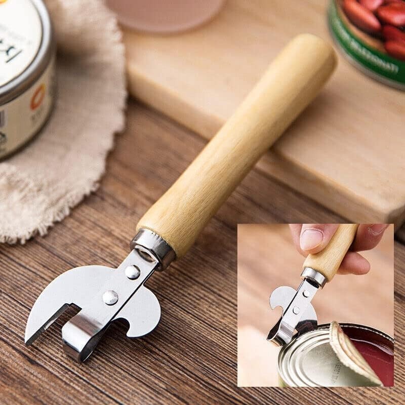 Stainless Steel Multi-Function Can Opener with Wood Handle