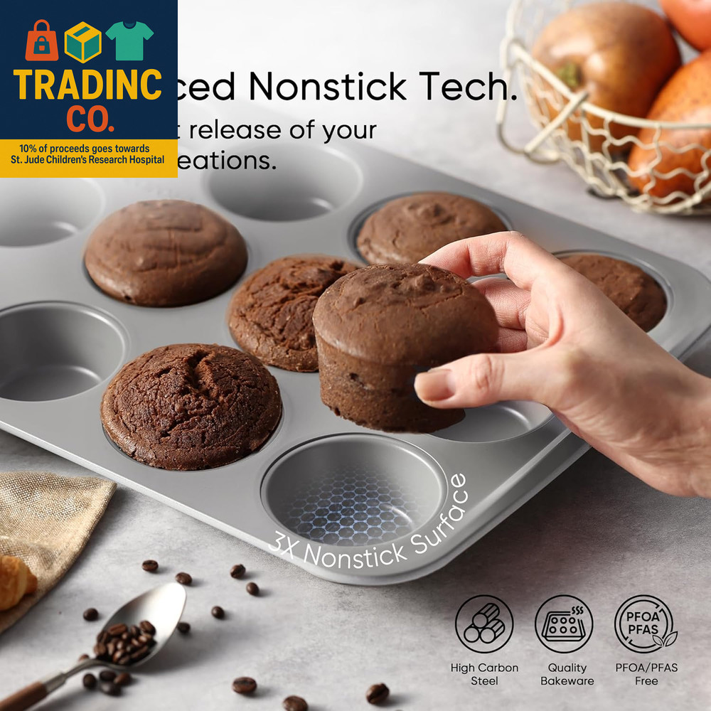 7-Piece Nonstick Stackable Baking Pans Set - Bakeware Sets Including Cookie Shee