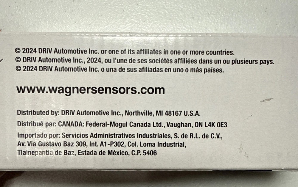 Wagner Oxygen Sensor O21103 New & Sealed