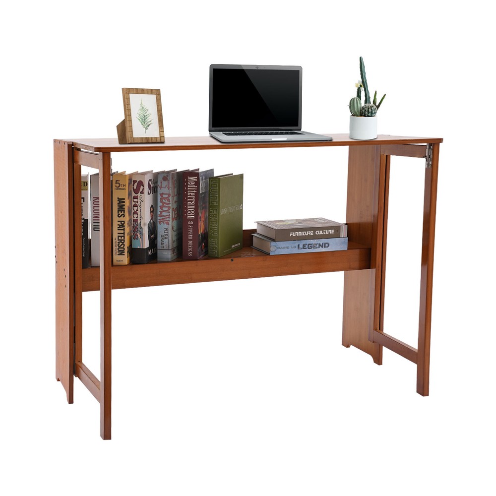Foldable Bamboo Desk – Space-Saving Home Office Writing Workstation