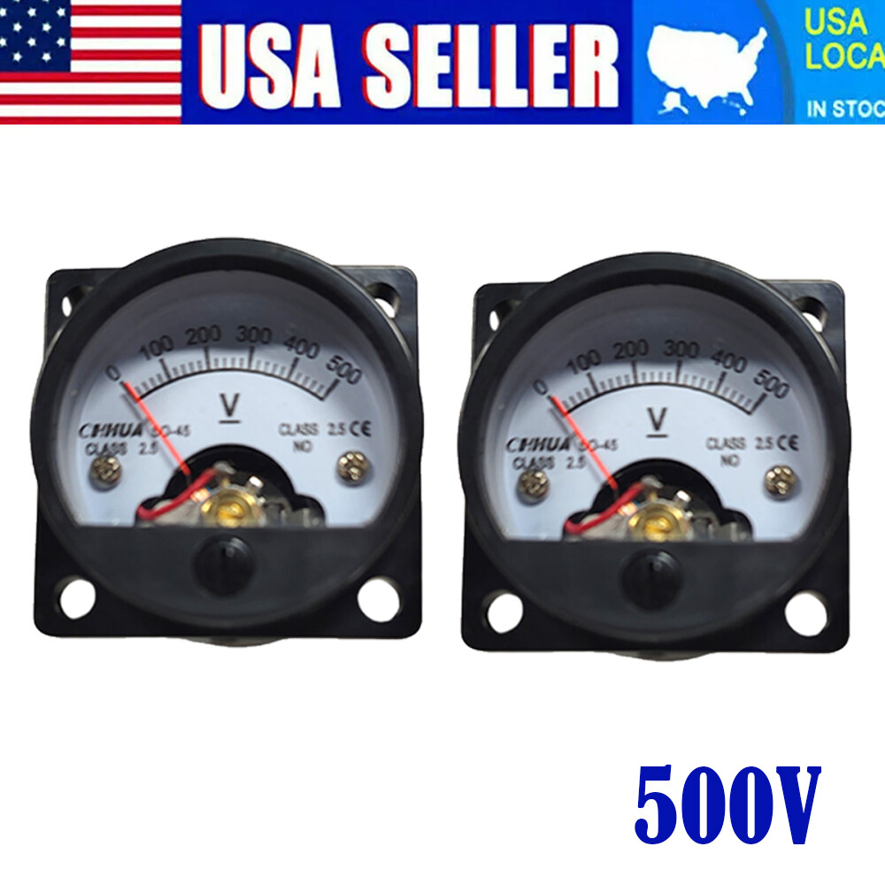 2X Analog Voltmeter Analogue Voltage Panel Meter SO45 Directly Connect DC 0-500V