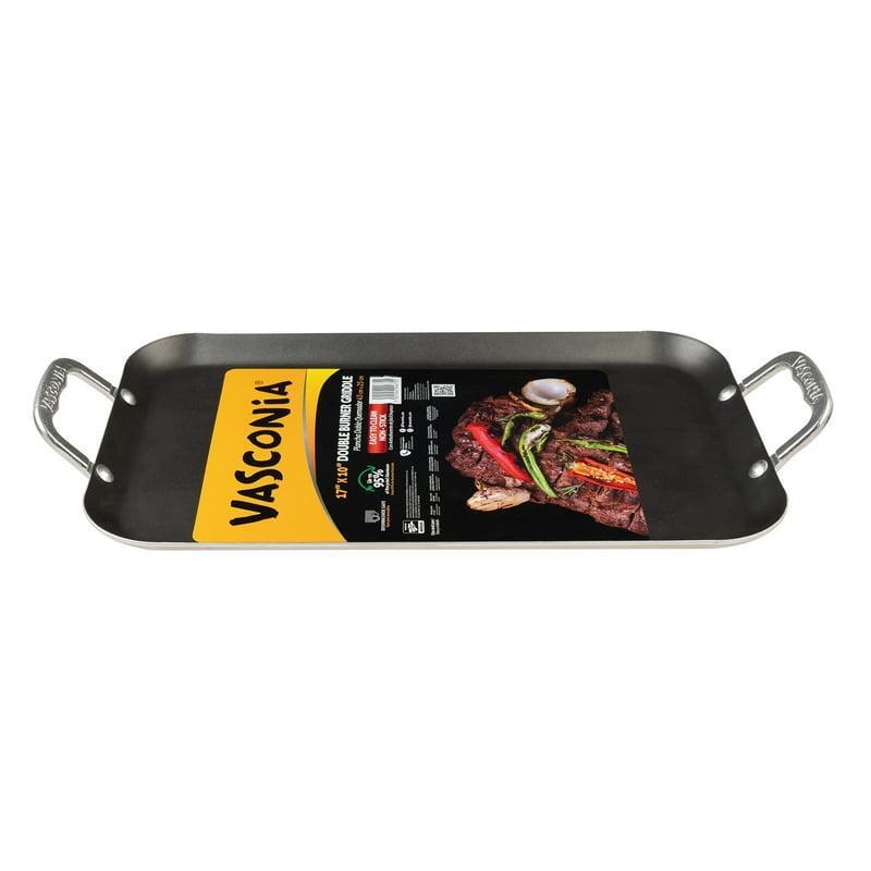 Nonstick Coating Small Double Burner Griddle W/ Handles Oven Dishwasher Safe NEW