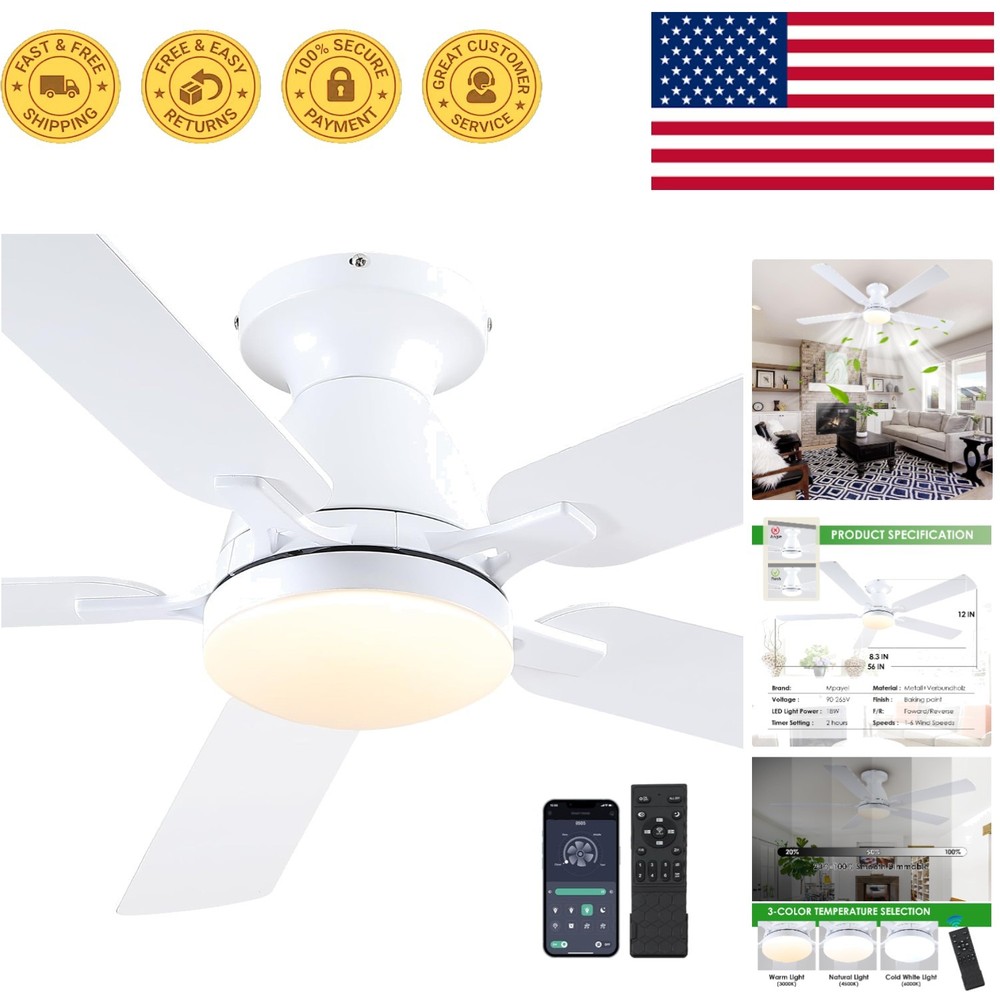 Sophisticated 56" Ceiling Fan with Dimmable LED Light and Stylish Remote Control