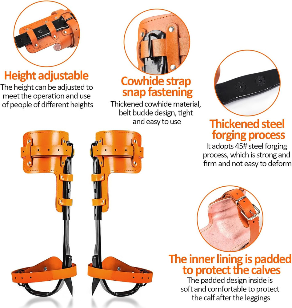 Tree Climbing Gear, Tree Climbing Spikes, Tree Climbing Gear with Adjustable Cli
