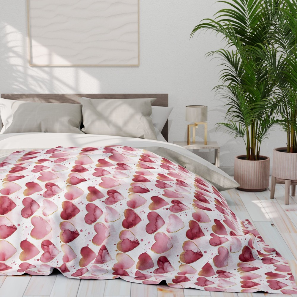 Pink Hearts Arctic Fleece Blanket - Valentine Pattern