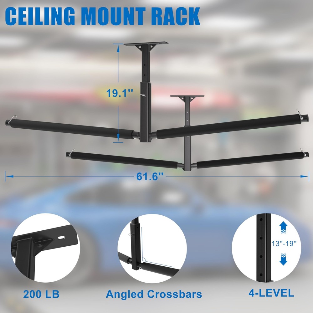 Double Paddleboard/Surfboard Ceiling Storage Rack, Adjustable Overhead Garage...