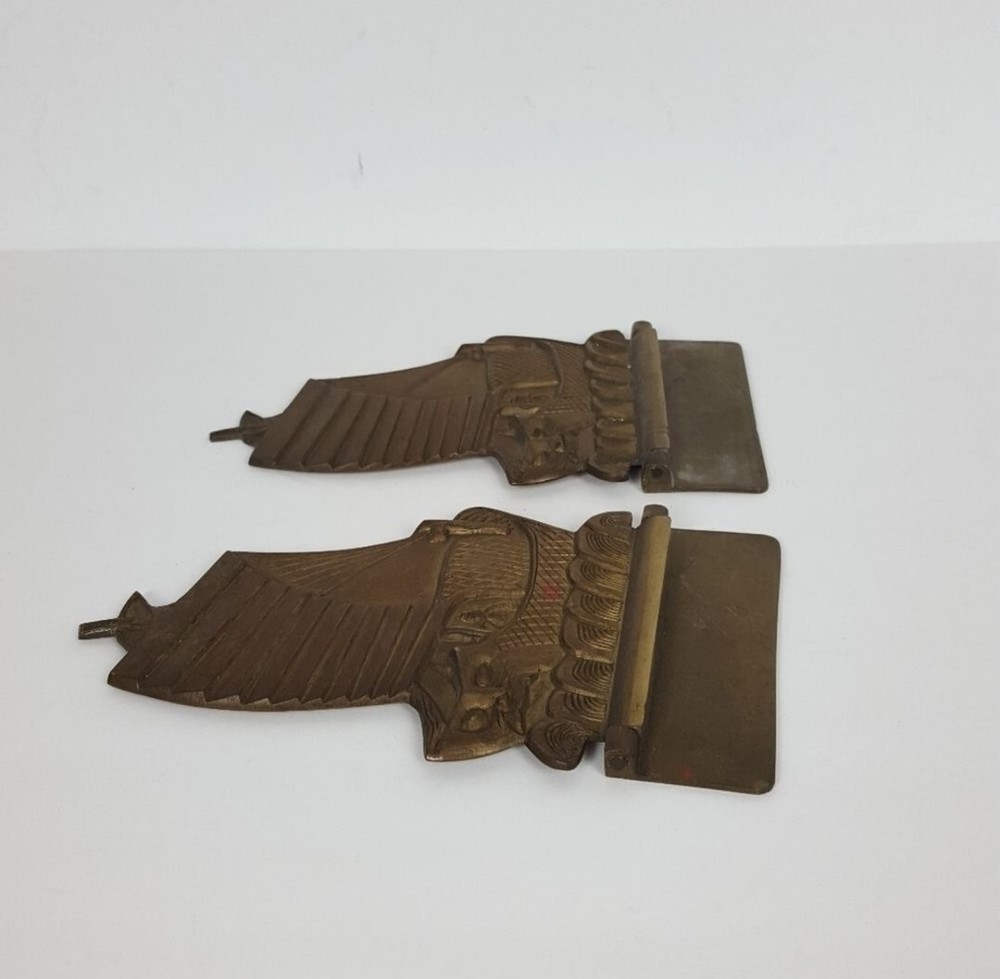 Vintage Brass Foldable Ship Bookends Asian Ships Nautical Décor