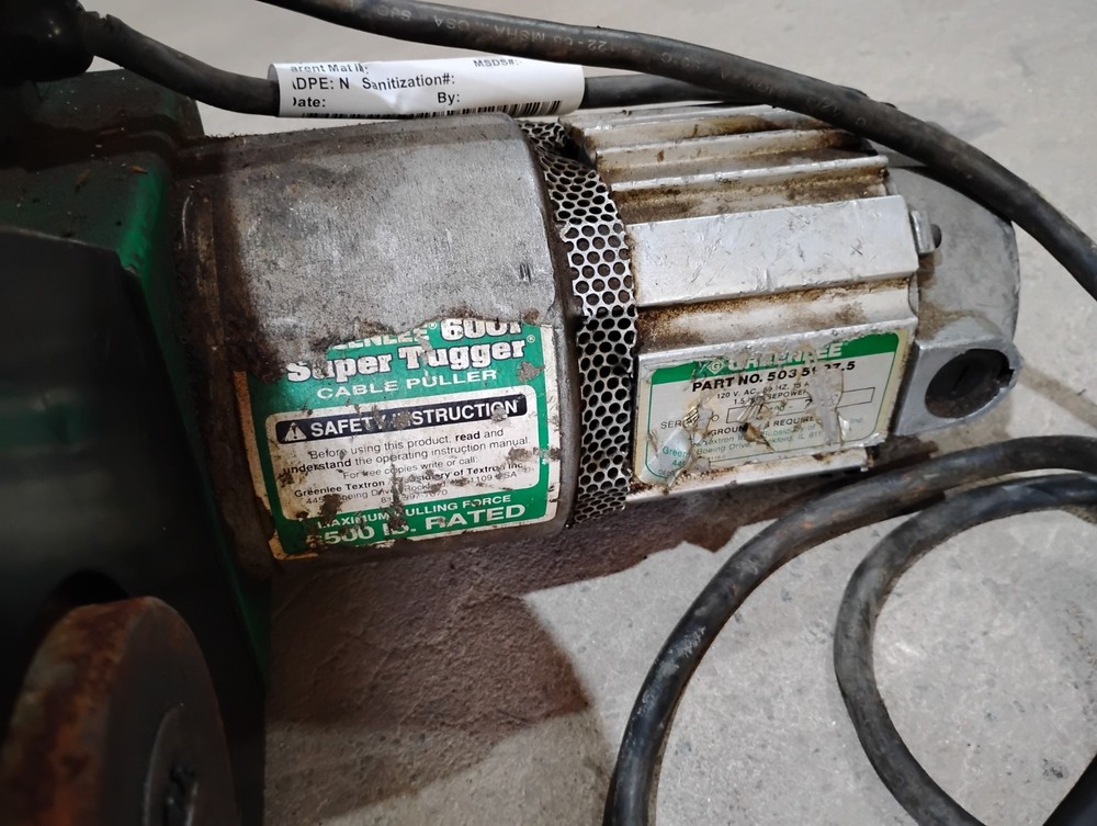 Greenlee 6001 Super Tugger Heavy Duty Cable Puller 6500 Lb Capacity