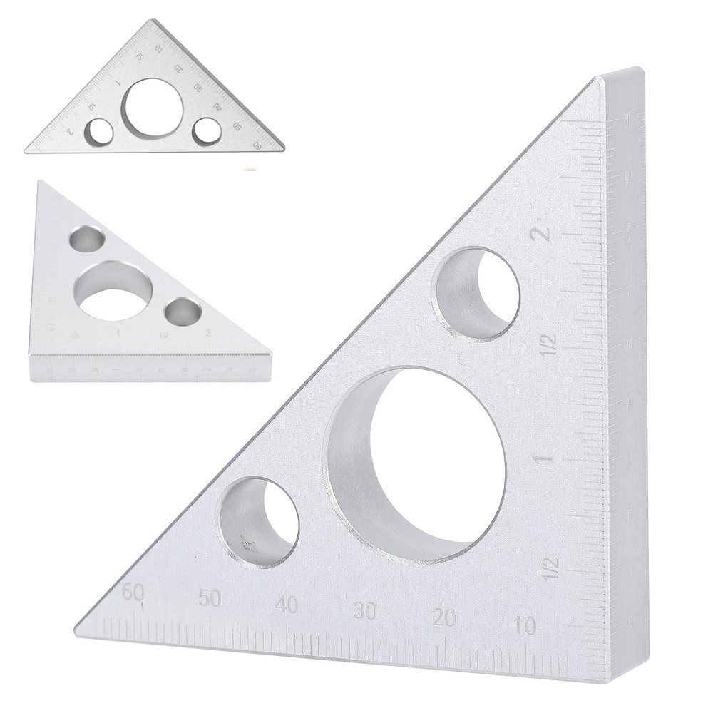 Aluminium Alloy Right Triangle Angle Ruler, 45/90 Degrees Multi Angle Constru...