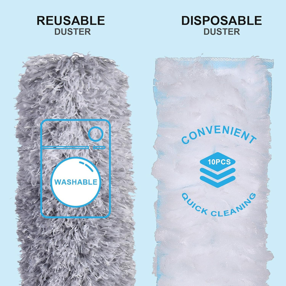 Extendable Feather Duster Kit with Reusable and Disposable Refills