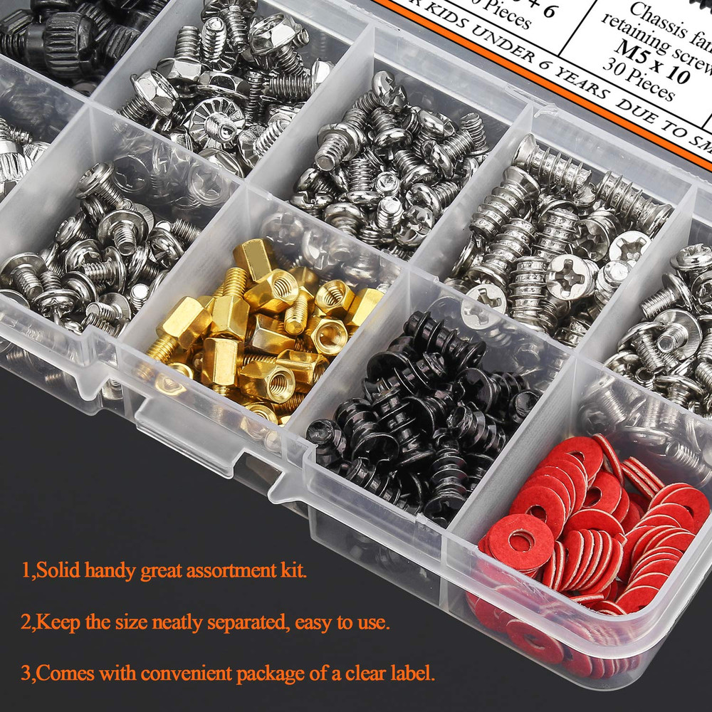 360 Pieces Computer Standoffs Screws Assortment Kit for Hard Drive Computer Case