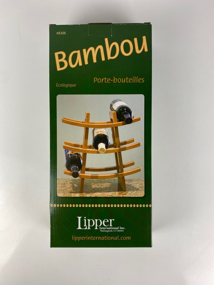NEW UNOPENED Lipper 9-Bottle Bamboo Wine Rack
