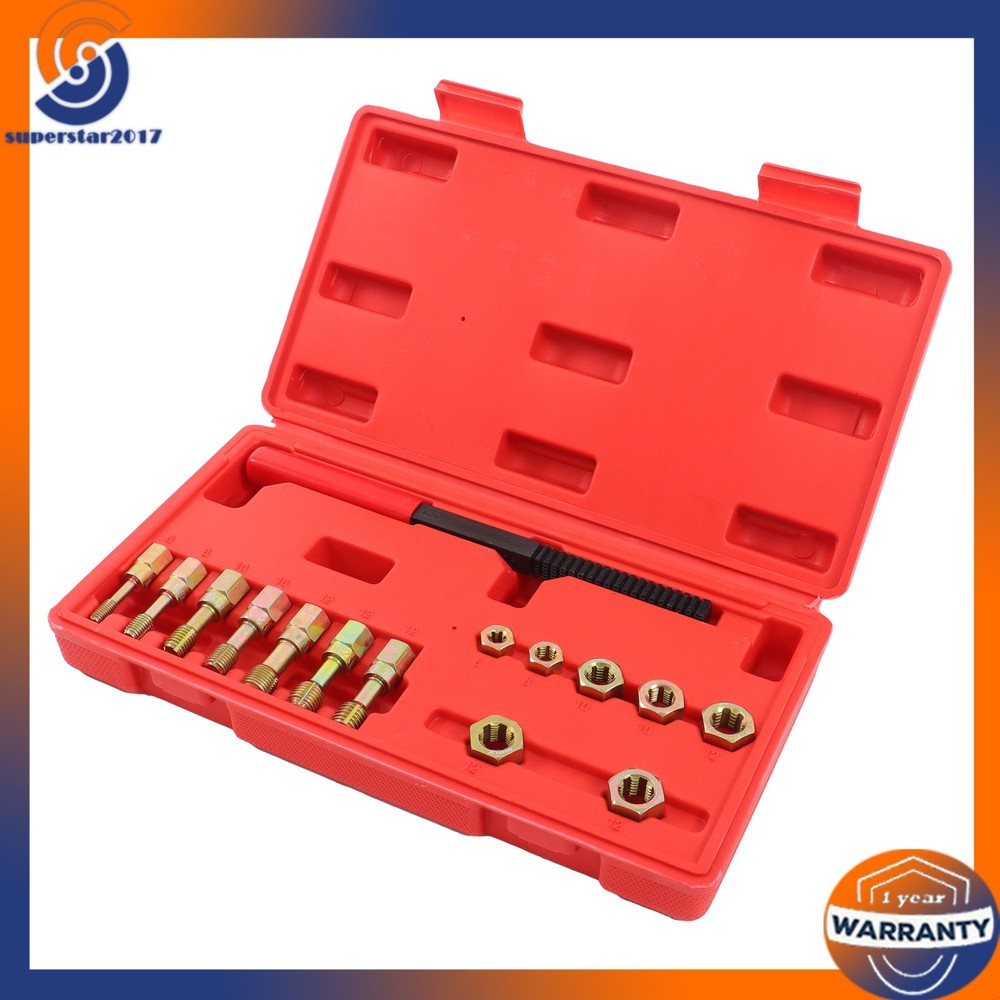 15-Piece Metric Thread Repair Tools Set Thread Restorer Set Rethreading Tool New