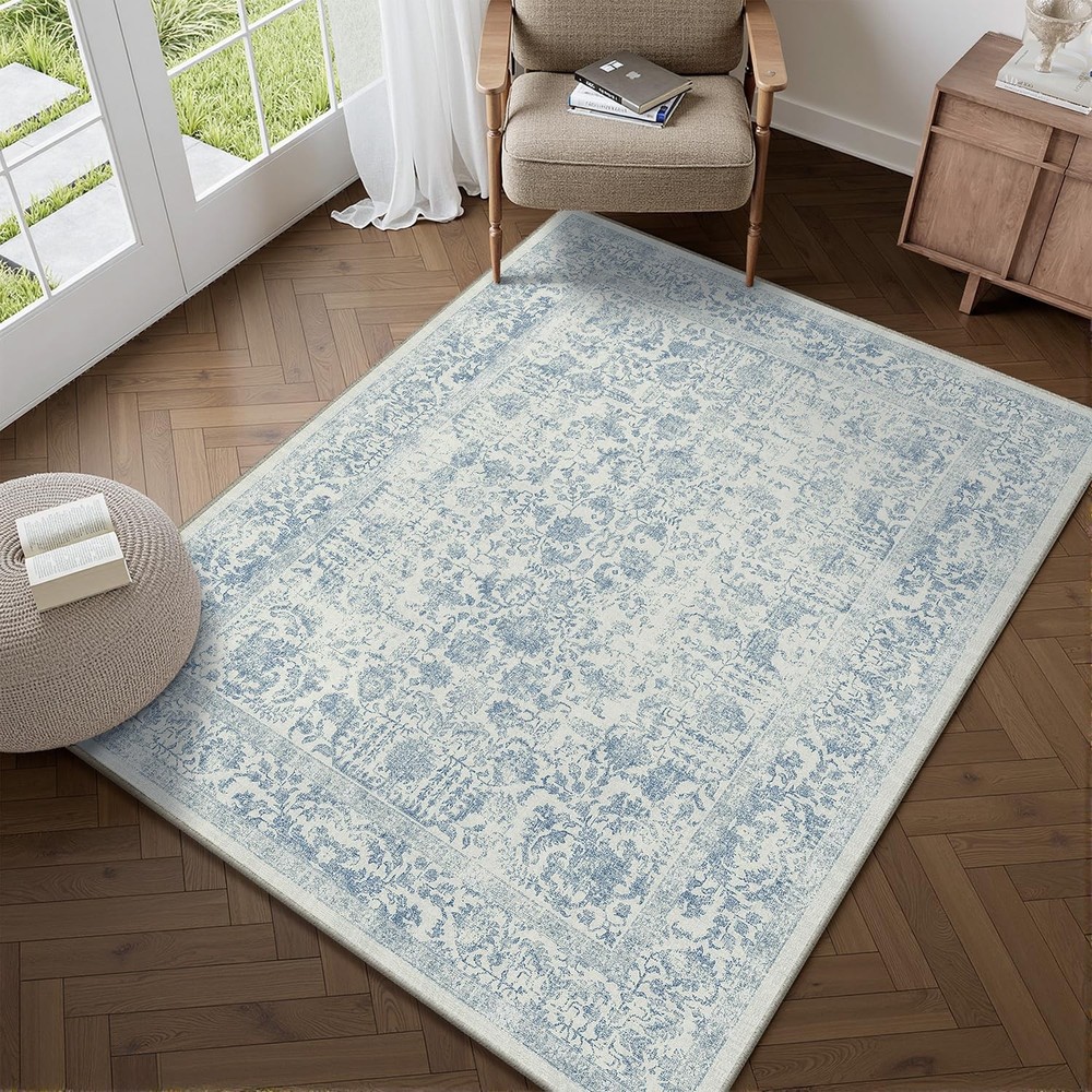 PureCozy Blue Area Rug 3x5 Office 3' x 5' (Rectangular), Accent |