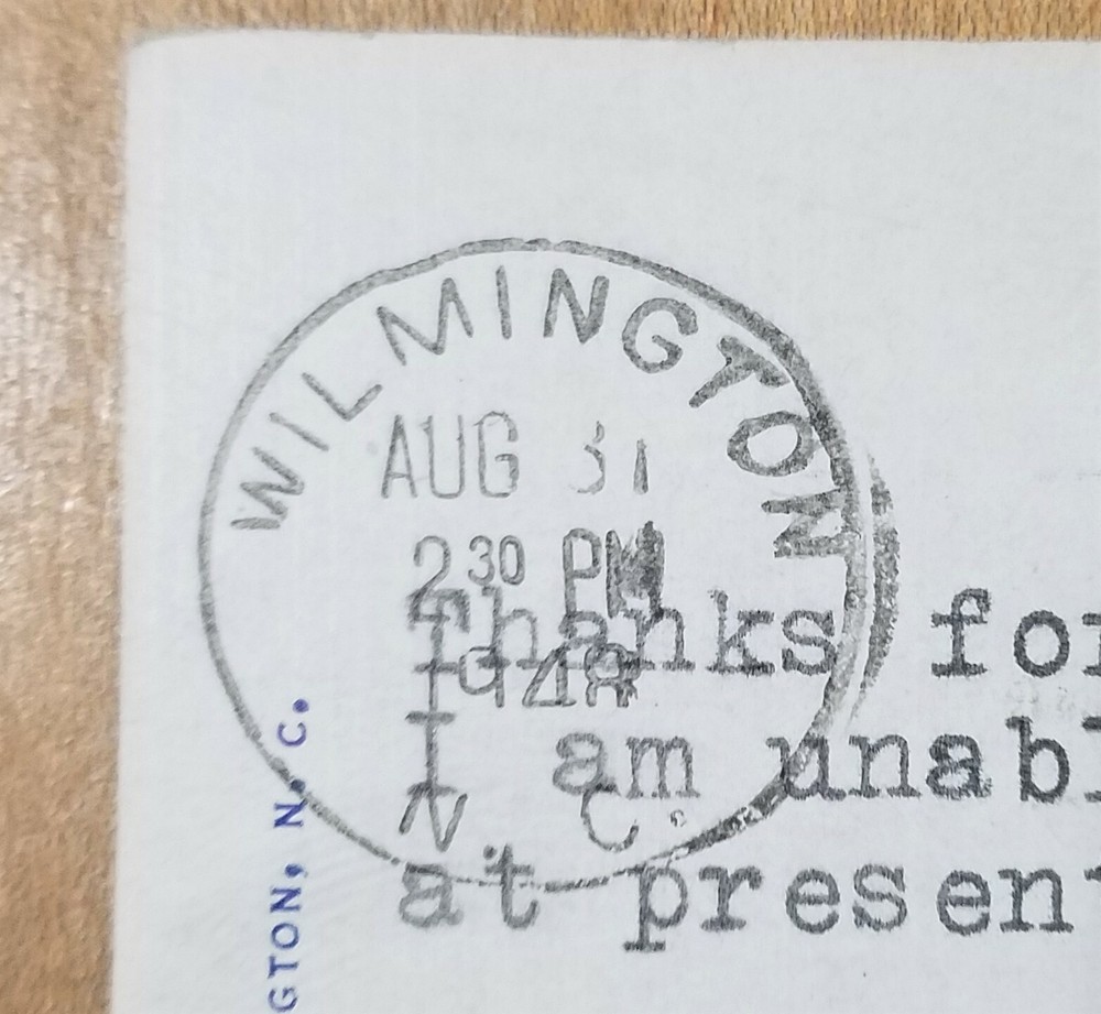 1 Cent Gg Washington STAMP Smudge MULTIPLE FRONT POSTMARKS NC postcard 17 Bridge