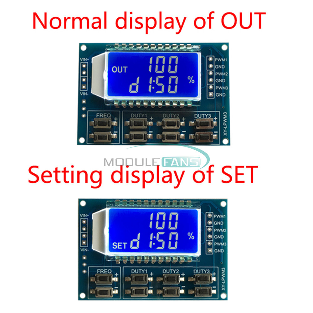 Signal Generator 3 Channel PWM Pulse Wave Frequency Duty Cycle Adjustable