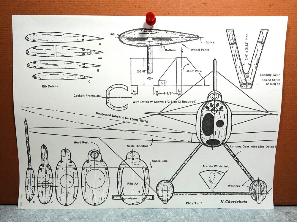 HOWARD IKE BALSA FREE FLIGHT MODEL AIRPLANE PLANS 16" WINGSPAN