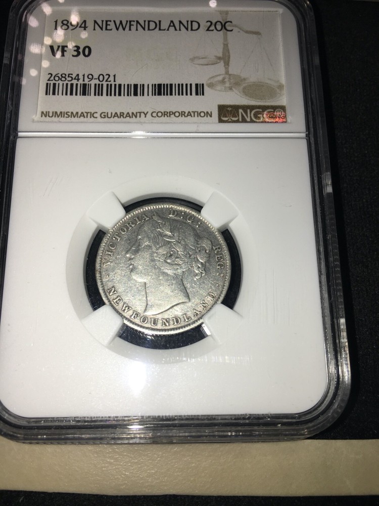 1894 NGC Graded Newfoundland, Silver ¢20 Cent, **VF-30** #021