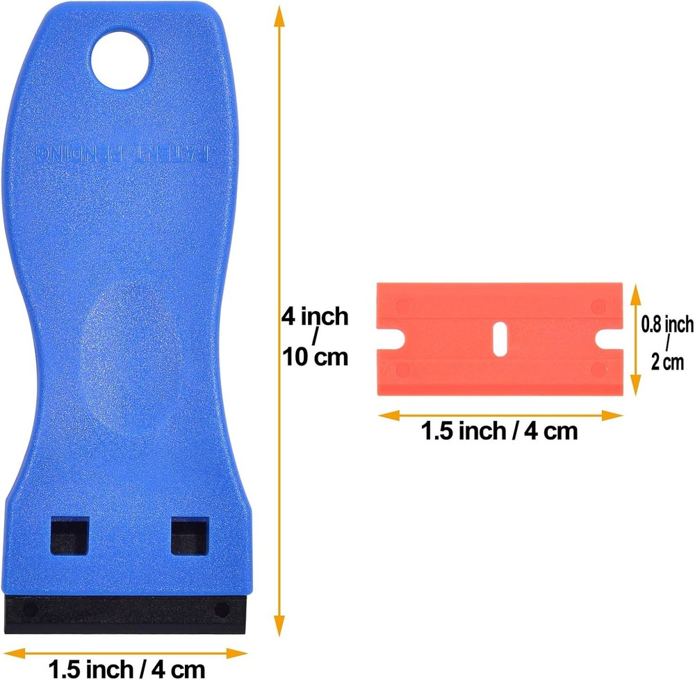 2pcs 1.5” Plastic Razor Scraper with Comfort Handle, Multipurpose Double Edge