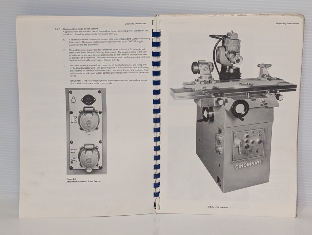 Cincinnati Milacron 2MT Cutter Tool Grinding Machine Operators Instruction Book
