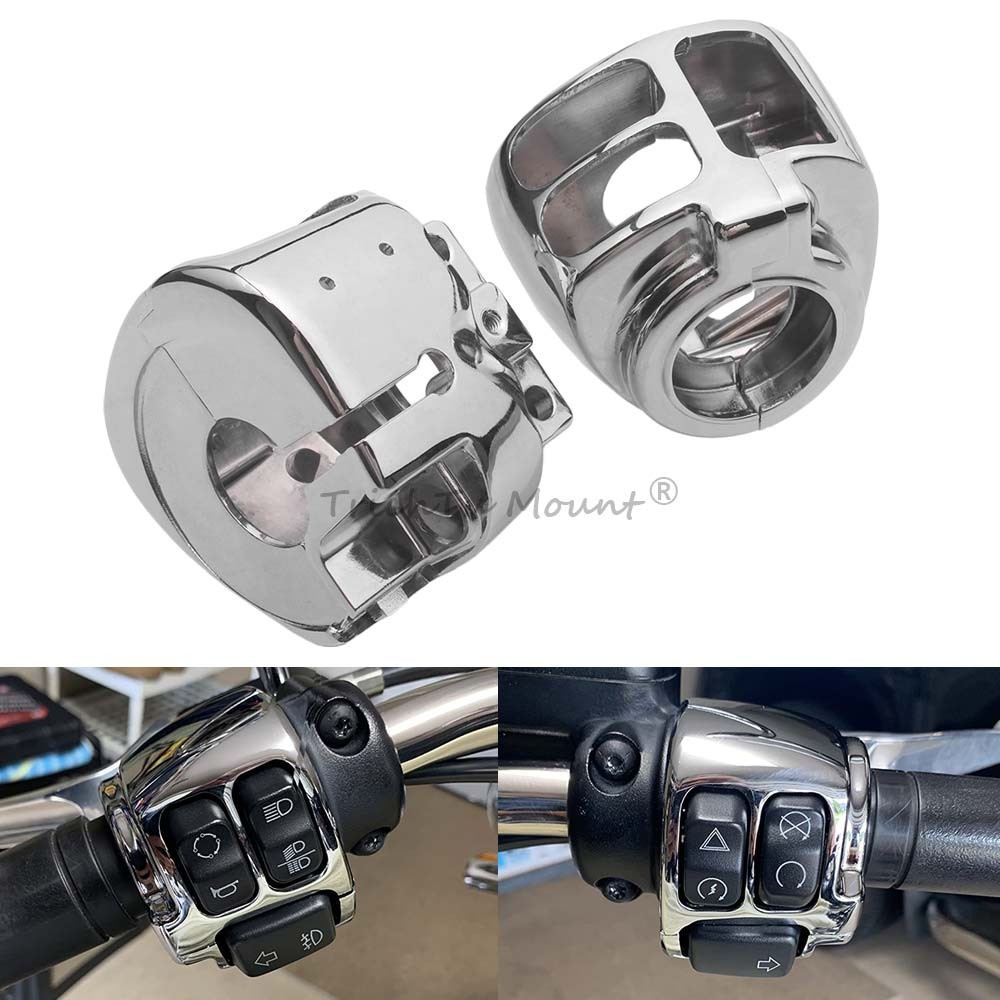 Chrome Hand Control Switch Housing Covers Caps For Harley Softail Street Glide