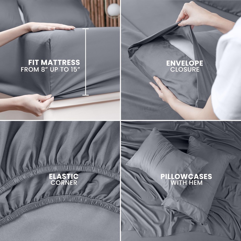 Utopia Bedding King Bed Sheets Set - Pack of 2 Sheet Sets - Perfect for Spa, ...