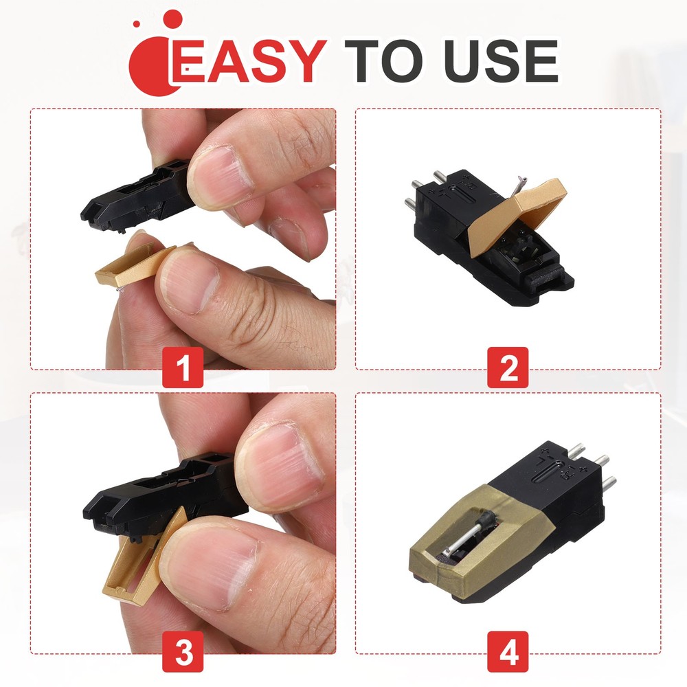 2 Pack Record Player Needle, Turntable Replacement Diamond Record Needle, Gold