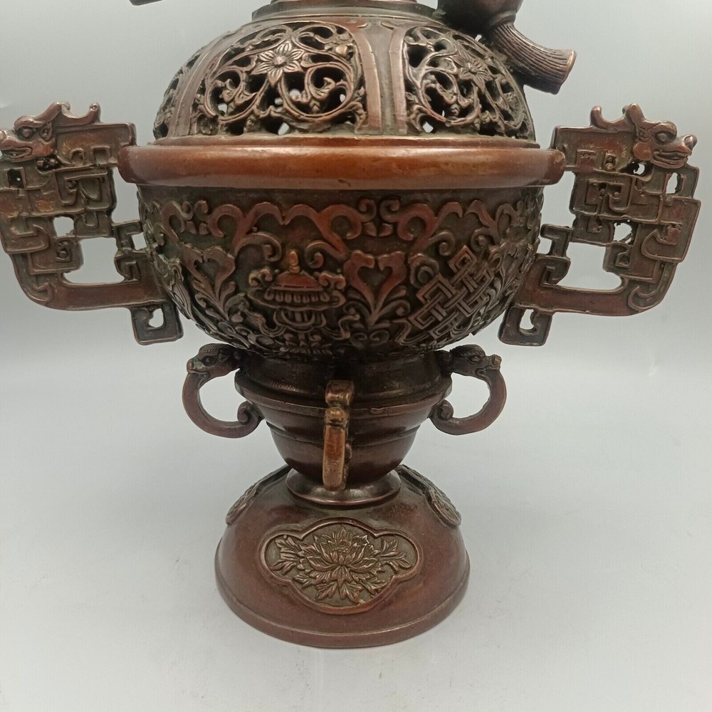 Ruyi Ear Gourd Covered Copper Incense Burner Collect