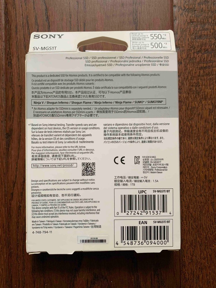 Sony AtomX 1 TB SSDmini Drive SV-MGS1T