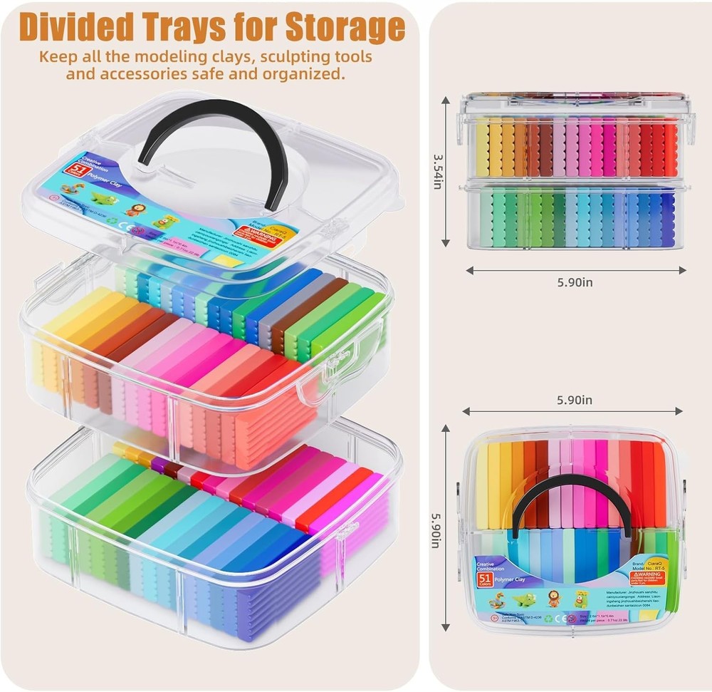 51-Color Polymer Clay Starter Kit with Tools