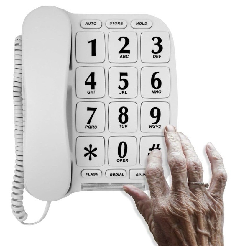 Big Keys White Telephone Large Buttons Volume Control Hands Free Function