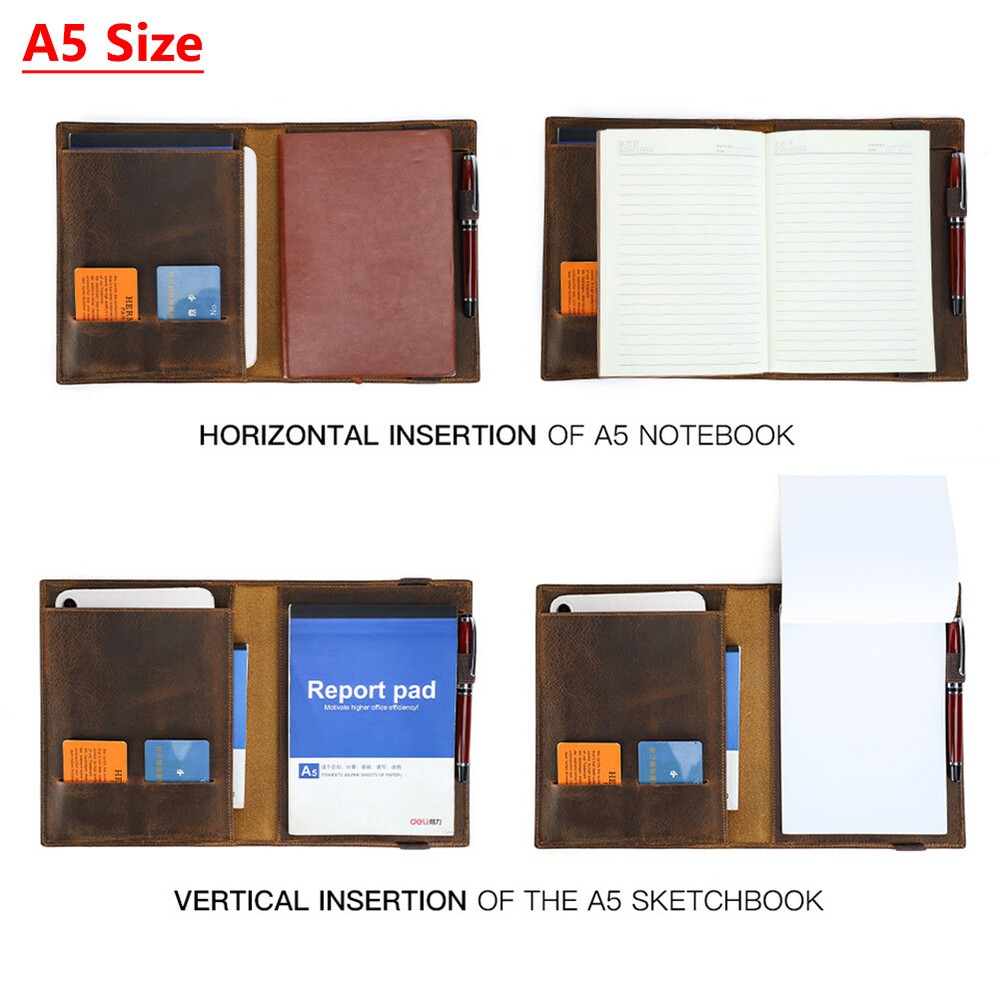 Genuine Leather Notebook Portfolio File Folder Book Cover Tablet Case For iPad