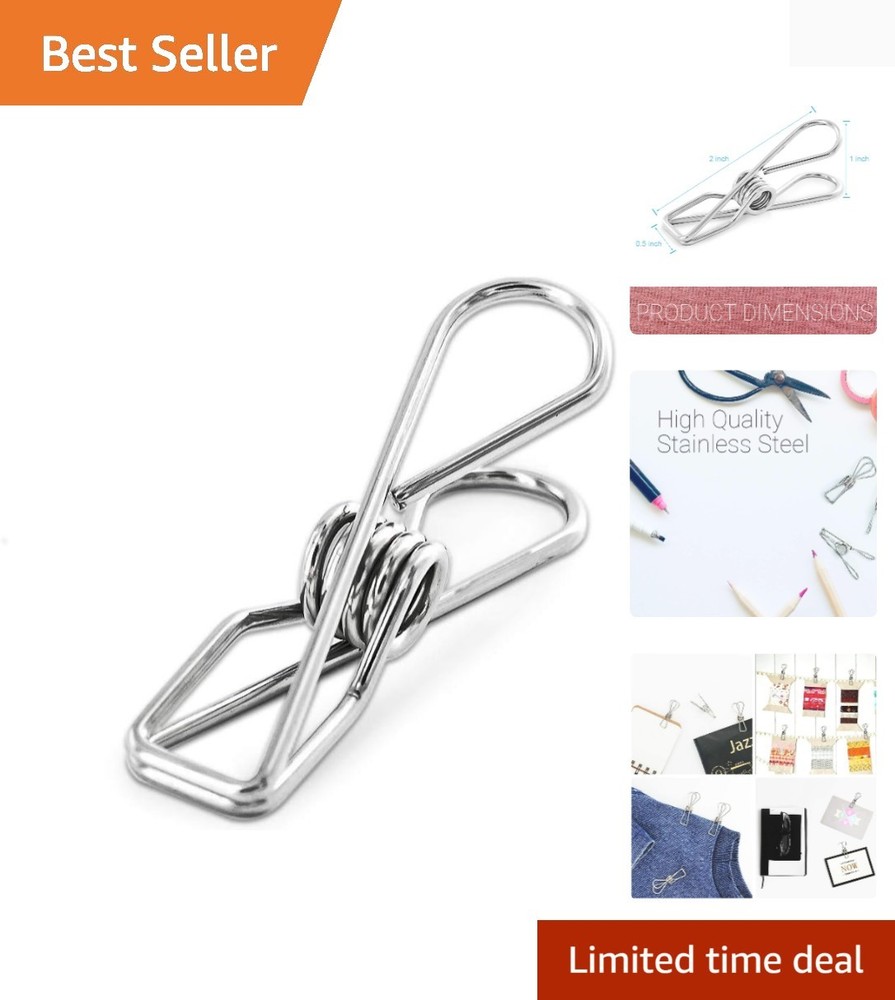 40 Pack Stainless Steel Clothespins - Durable, Rust-Proof Multi-Purpose Clips