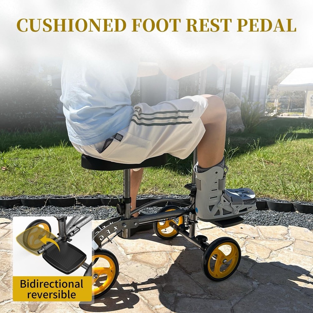 Lightweight Knee Scooter, Foldable & Adjustable Knee Scooter for Adults (Grey)