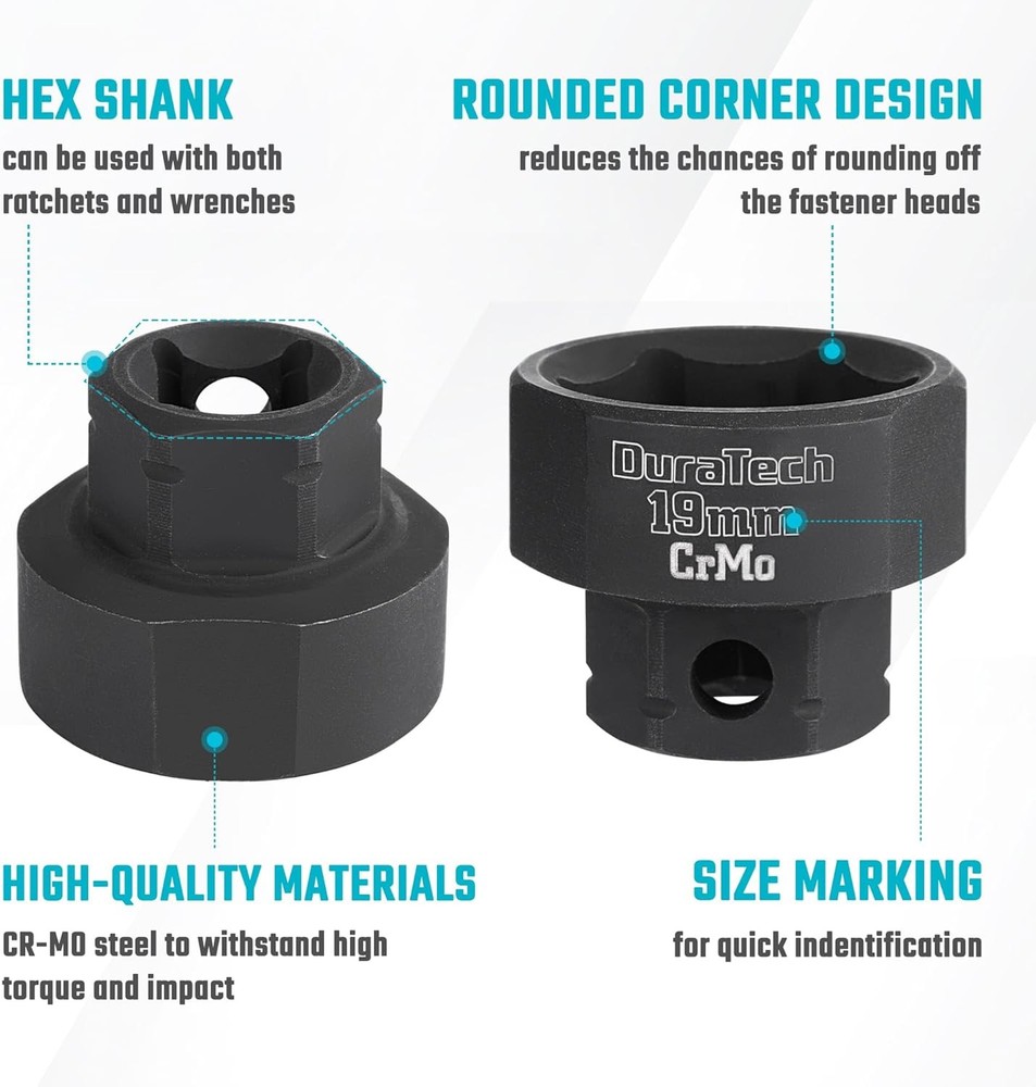DURATECH 3/8" Drive Stubby Impact Socket Set, Low Profile Impact Sockets