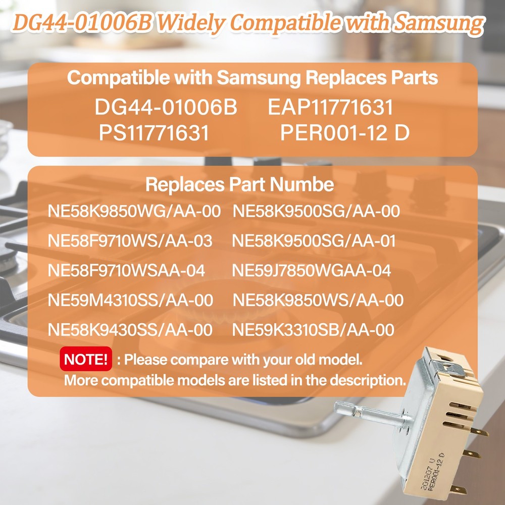 DG44-01006B Range Dual Surface Element Control Switch for Samsung PER001-12 D