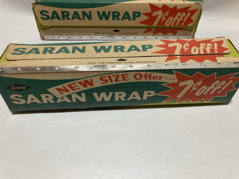 2 Vintage Saran Wrap Rolls "7 Cents Off"