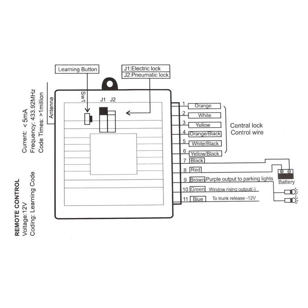 Universal Car Remote Central System Kit Door Lock Keyless Entry System 12V 433Mh