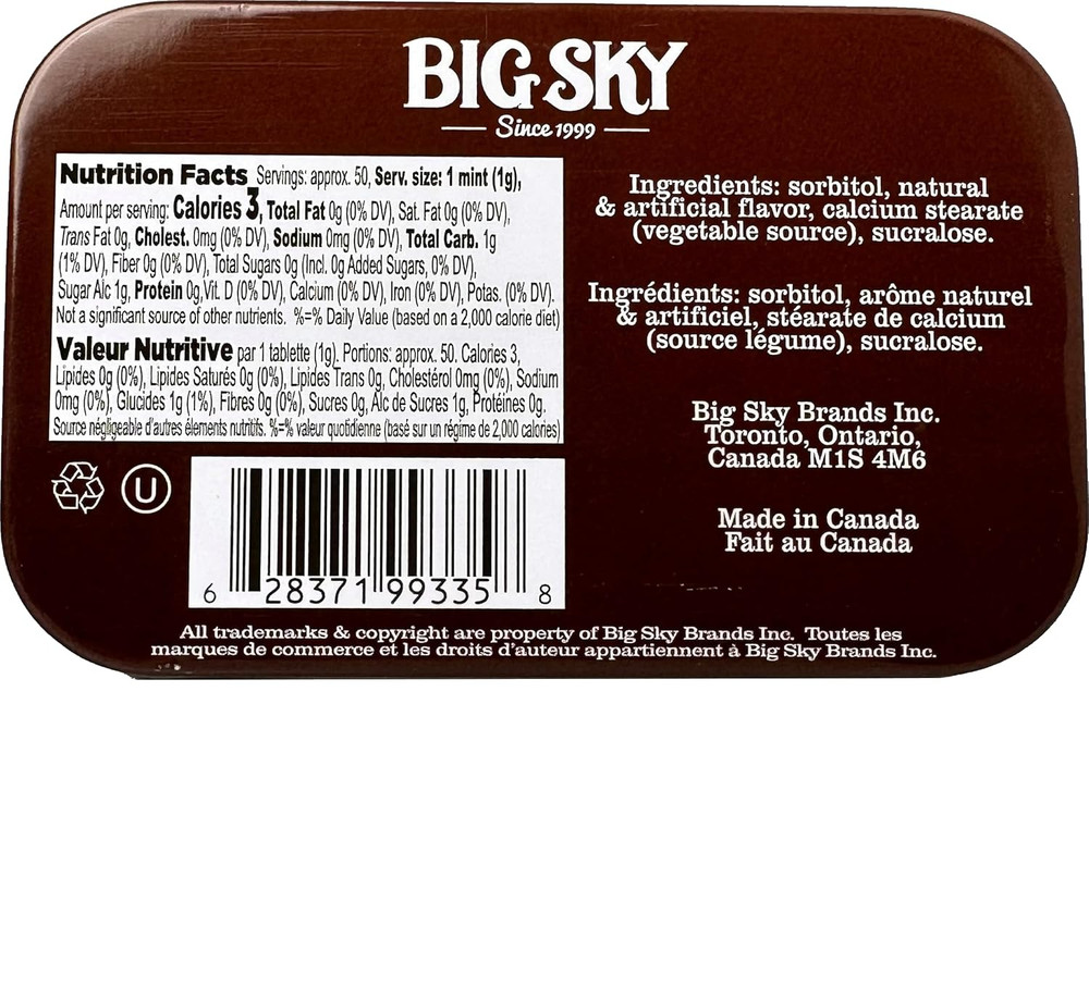 Big Sky Sugar Free Mints Chocolate Mint