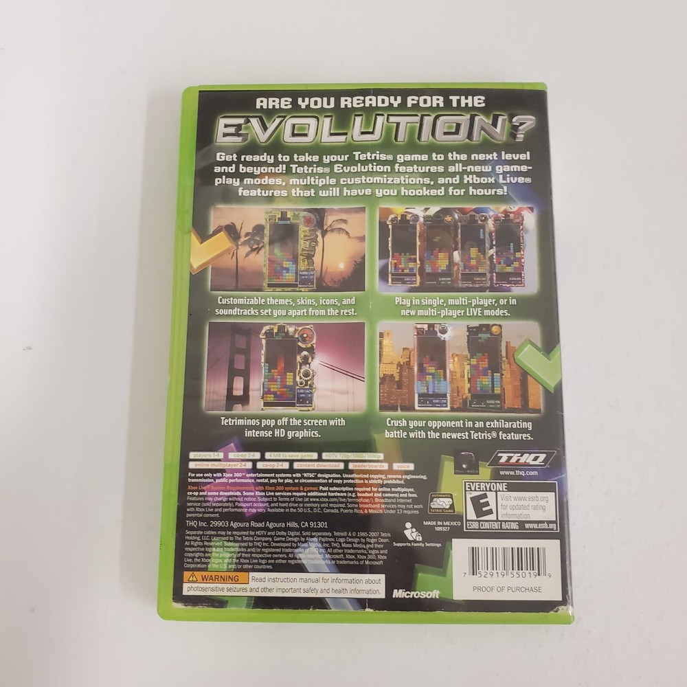 Tetris Evolution (Microsoft Xbox 360, 2007) - Classic Puzzle Game - No Manual