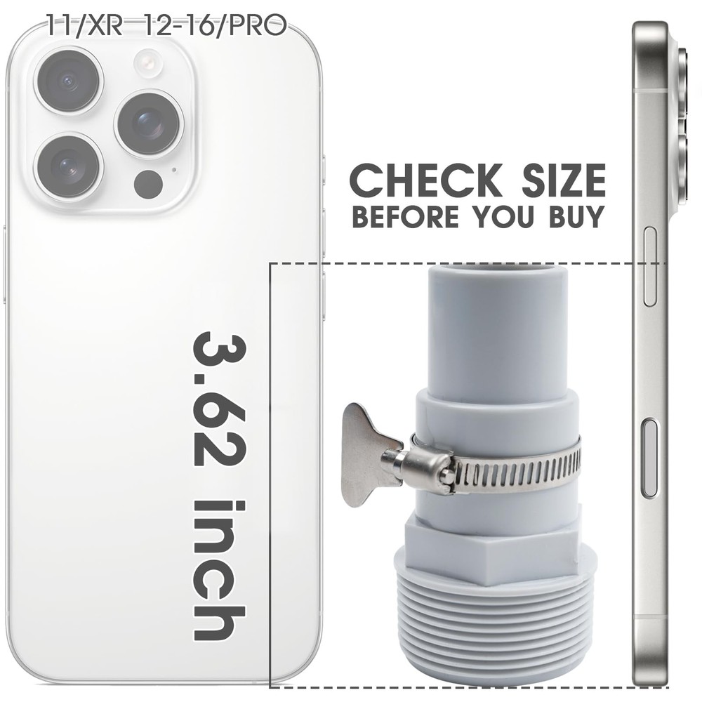 Universal Combo Pool Hose Adapter 3 pack-combo hose adapter, White-3