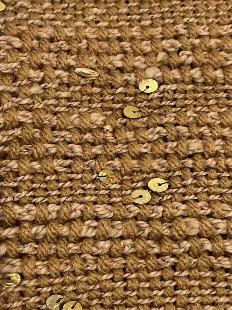 Handwoven Tan Scarf with Beads and Sequins