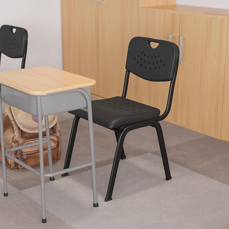 Black Plastic Stackable Chair Modern Design Office Desk Restaurant Event New