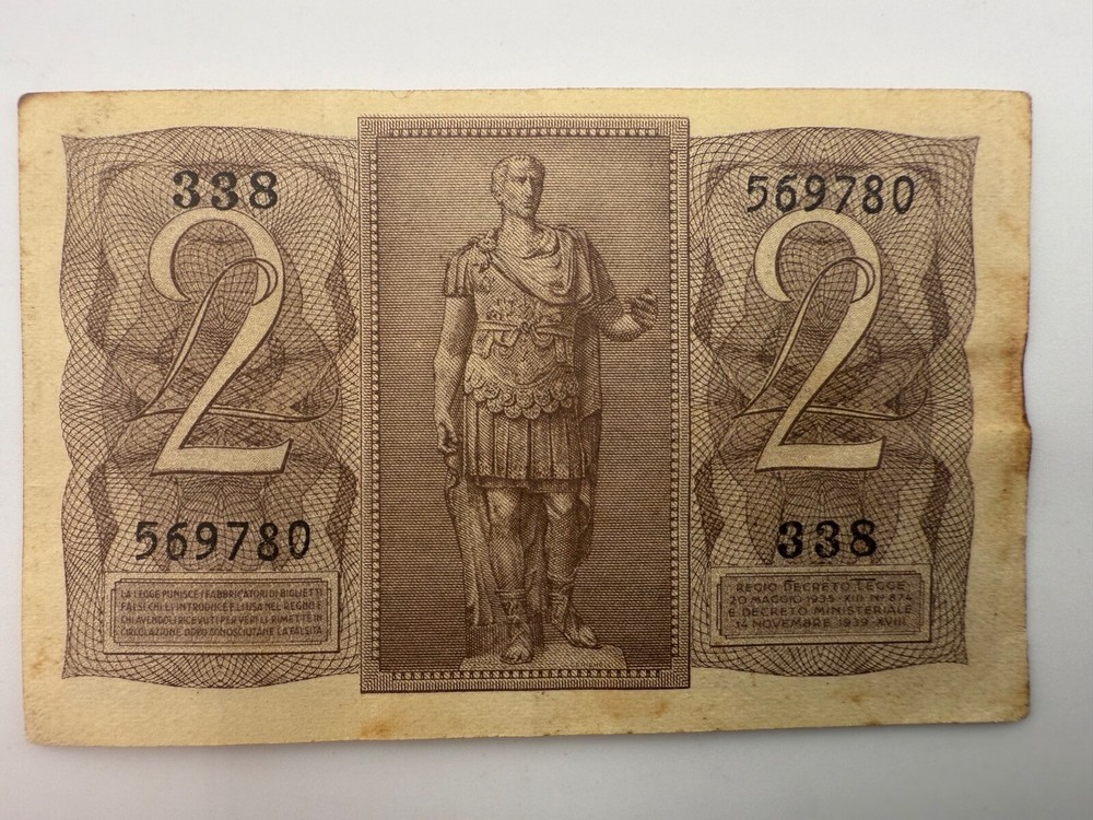 1939 Italy 2 Lire P27 Banknote SPC851