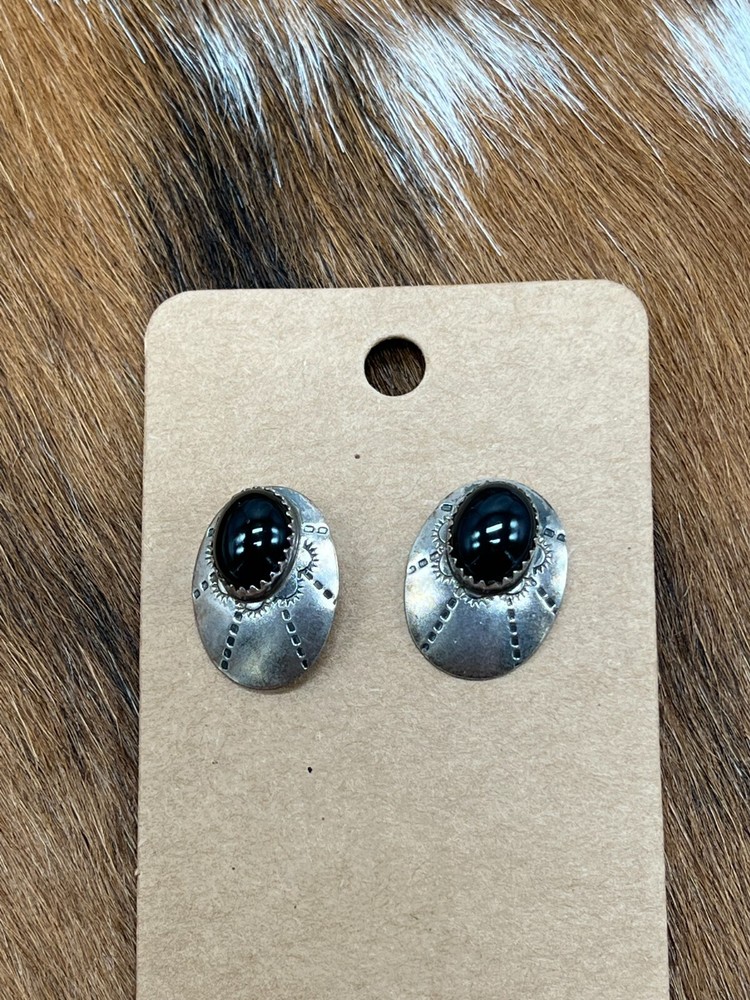 BLACK ONYX ~ POST ~ EARRINGS
