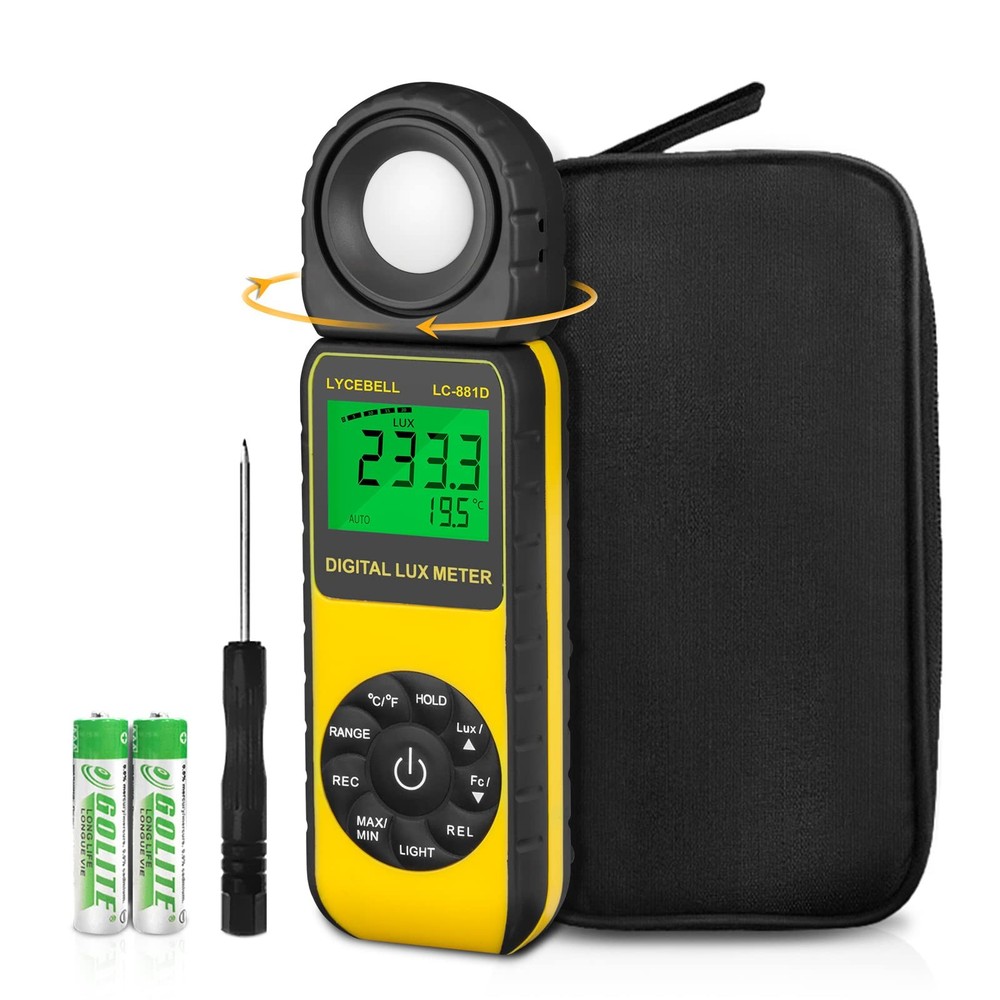 LYCEBELL Digital Illuminance Light Meter, LC-881D Luxmeter Range up
