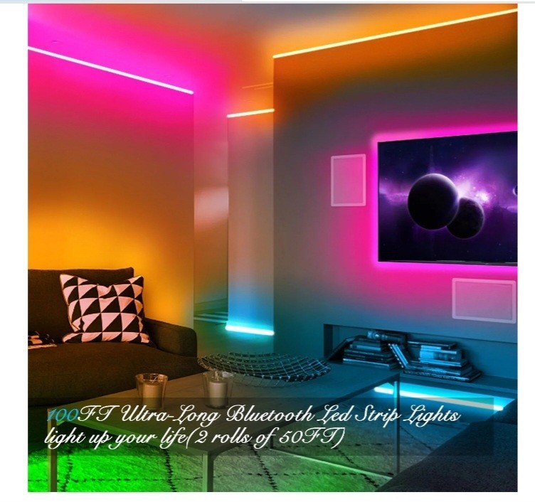 DAYBETTER RGB LED Light Strip 100FT Multicolor Bluetooth App & Remote Control