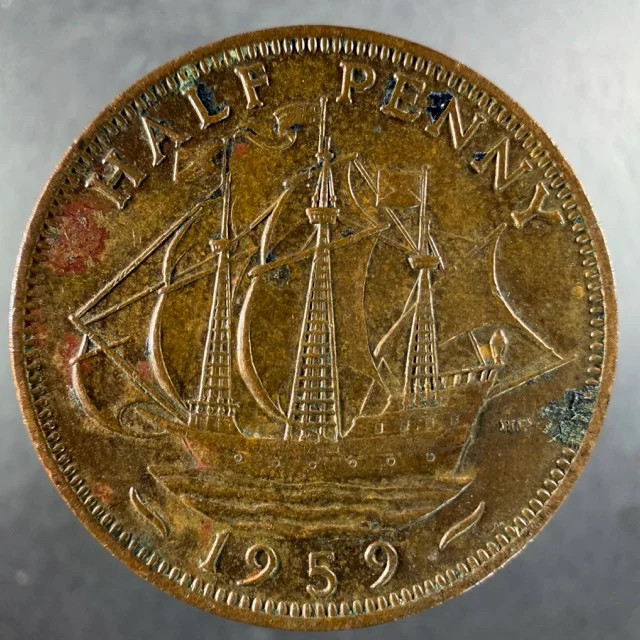 1959 Great Britain Half Penny Choice Example Elizabeth II Bronze